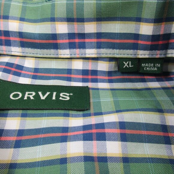 Orvis Shirt Mens XL Multi Plaid Classic Fit Short Sleeve Collared Button Down - Picture 3 of 8